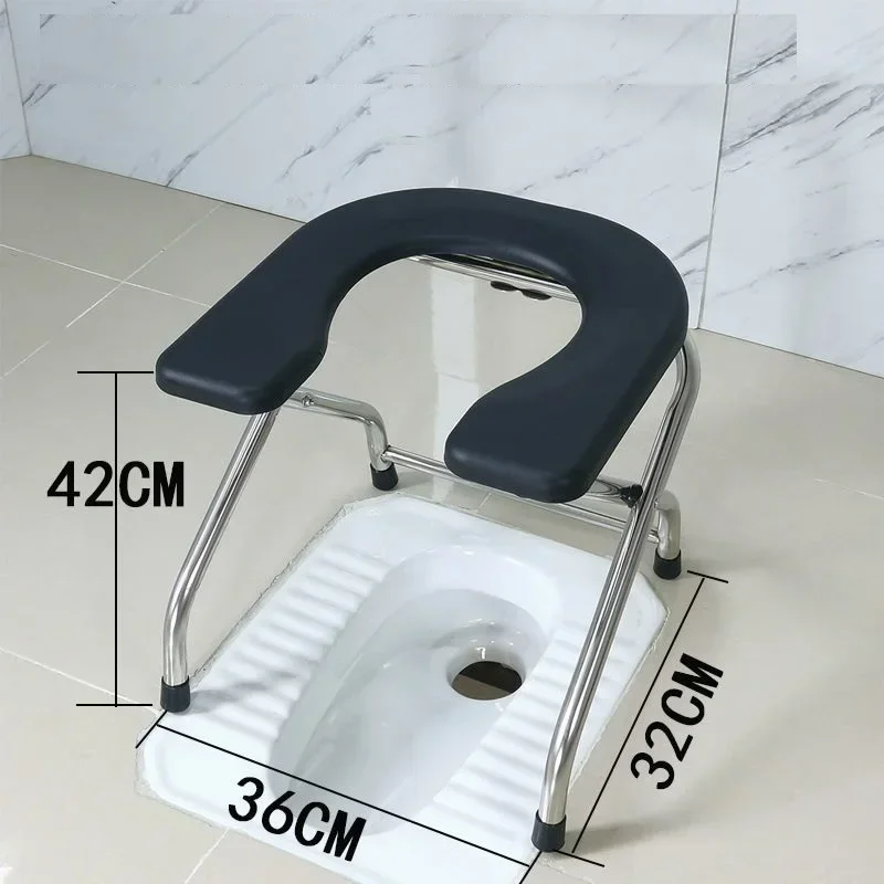 Folding U Plate Sitting Stool Chair Pregnant Elderly Toilet Seat Stool Chair Toilet Stool Squat Sit Toilet Stainless Steel