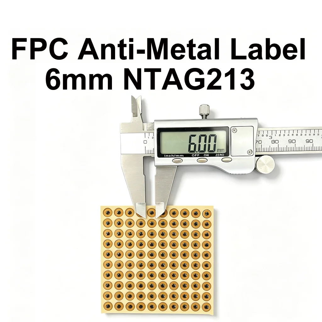 Étiquette NFC FPC de 6 mm de diamètre, NTAG213 144B, mini autocollant RFID réinscriptible pour projets IoT, suivi des actifs et authentification