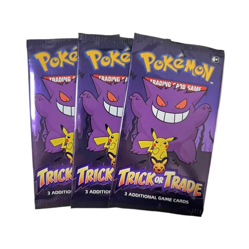 

Genuine PTCG Pokemon US Version Halloween Mobile Game Card Battle Pikachu Gengar Action Figures Children's Collection Toys
