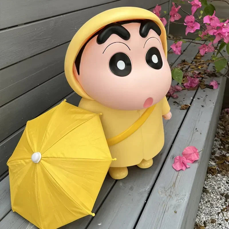 40cm Crayon Shin-Chan เสื้อกันฝนขนาดใหญ่ชุดฟิกเกอร์โมเดลเครื่องประดับรถยนต์คอลเลกชันตุ๊กตาอะนิเมะ kado ulang tahun จำกัด