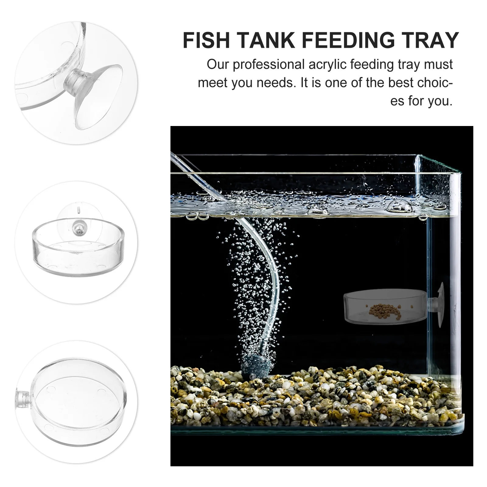 

4Pcs Acrylic Feeding Tray Fish Tank Suction Cup Feeder Bowl Adjustable Aquarium Shrimp Feeder Fish Tank Feeding Tray