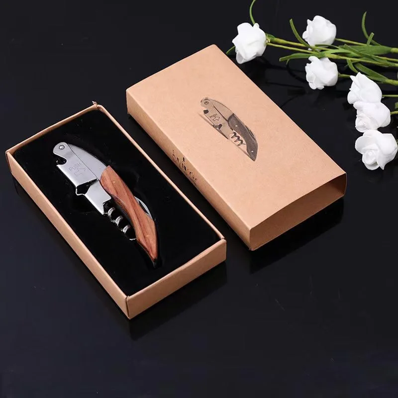 Stainless Steel red Wine Beer Bottle Opener Cork Screw wood Multi function seahorse safe cut Kitchen Bar Tools commercial gift