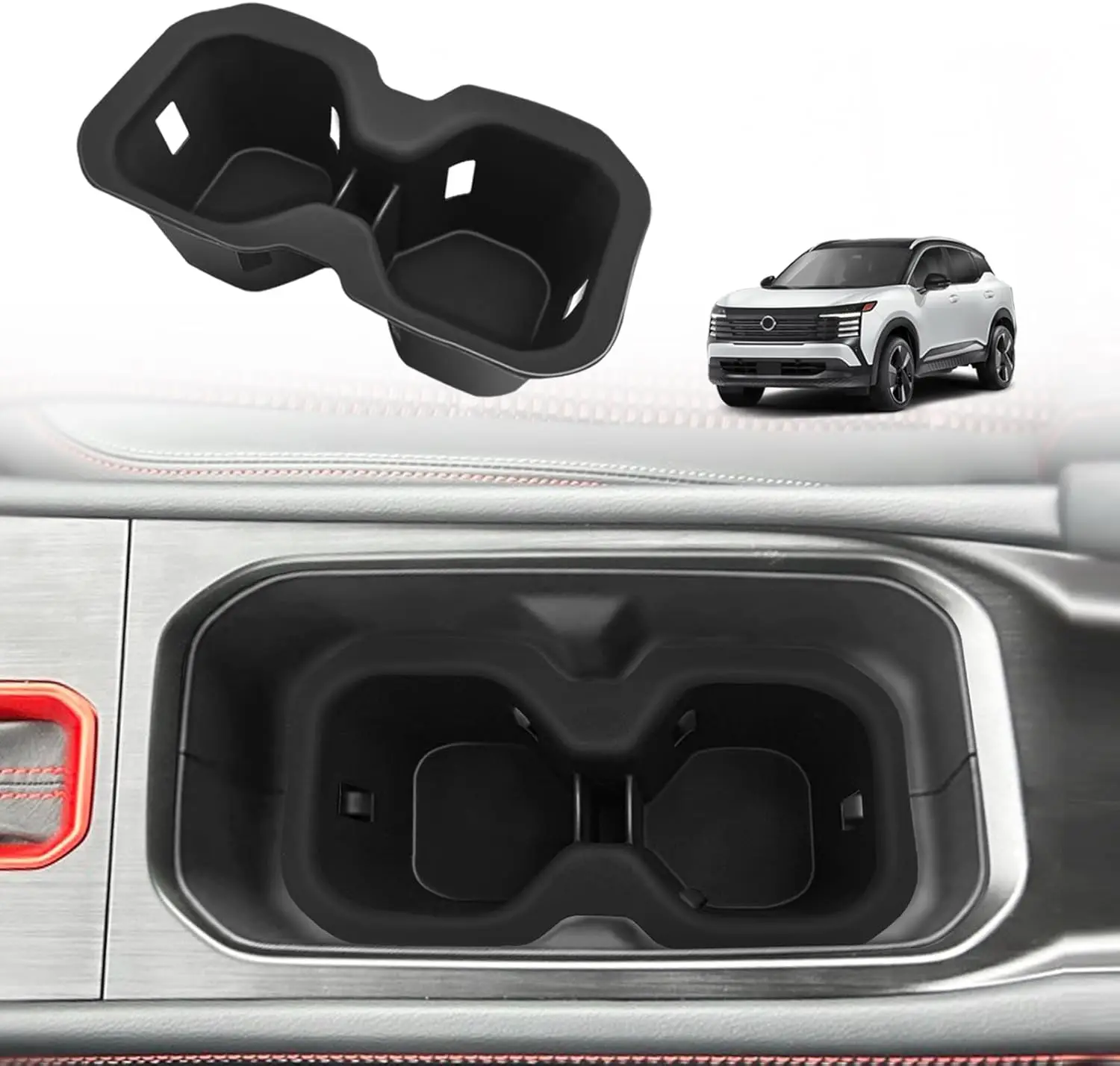 

Center Console Cup Holder Inserts Compatible with 2025 Nissan Kicks Accessories Middle Console Armrest Front Drink Stopper Non-S