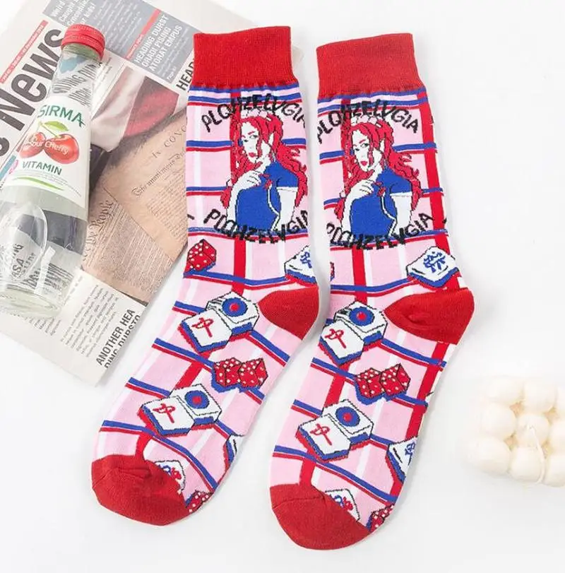 New Animation Women Socks Cotton Care for Eyes Series Personality Fashion Cute Socks Female with Visual Chart Novetly 179