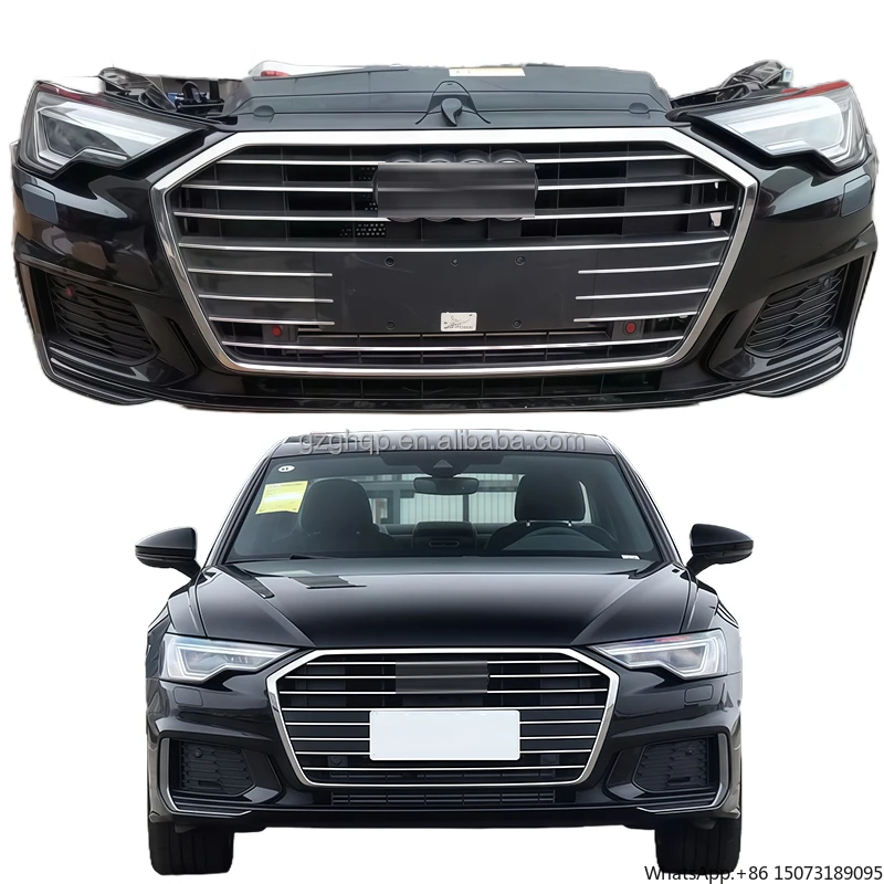 

Оригинальный автомобильный передний носовой комплект, решетка бампера для A6L C8, черный передний бампер с кронштейном системы охлаждения 2019-2022