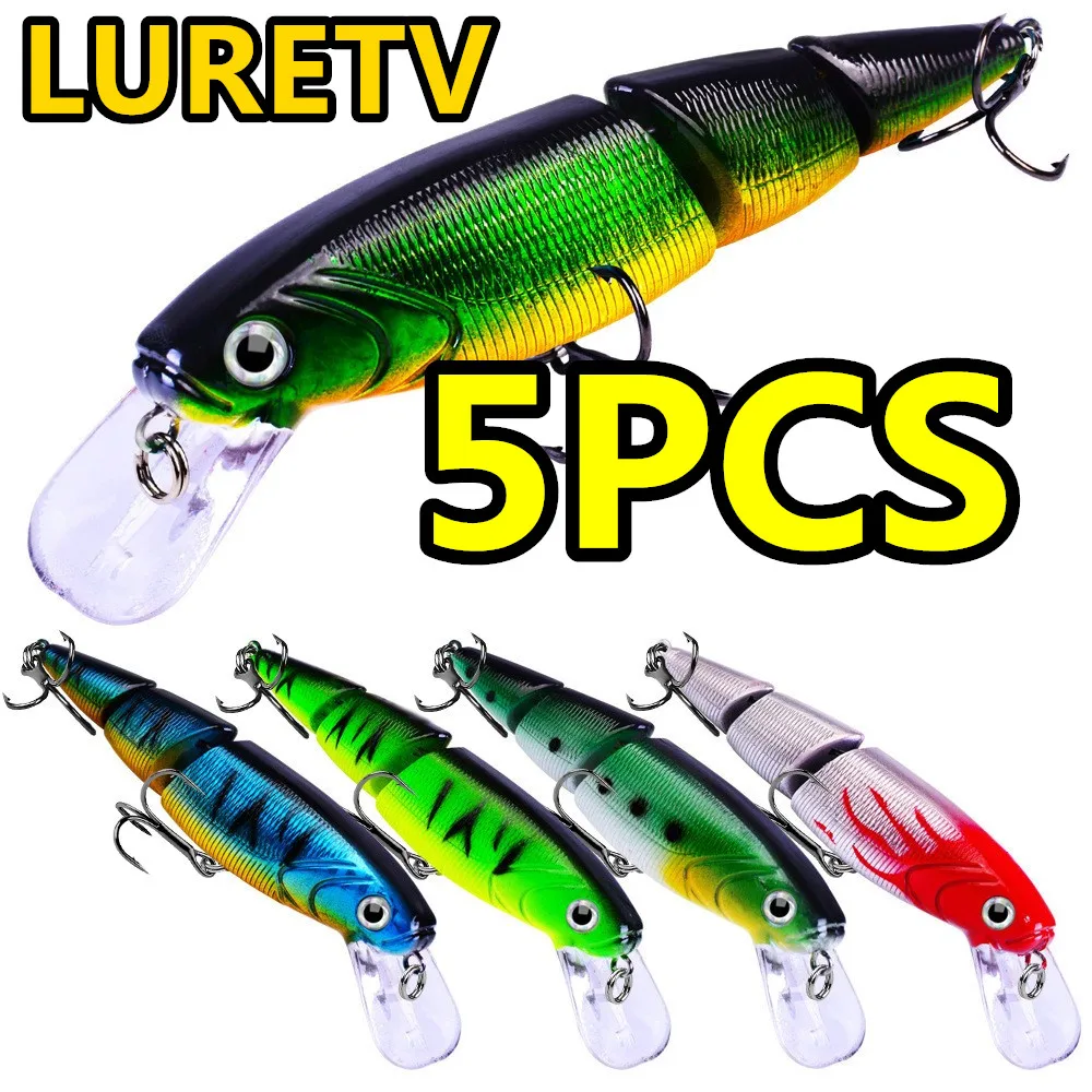 

8005 8cm 9.7g Luretv hardware connector swimming bait, multi section fish biomimetic bait, plastic hard bait, 5PCS fish bait