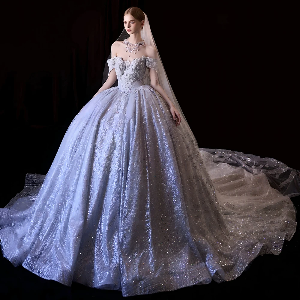 Prinzessin Fabrik Großhandel Kleider Für Frauen Angepasst Organza Ballkleid Volle Ärmel Stickerei Robe De Mariée DW0075