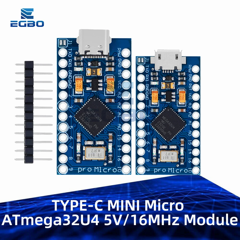 وحدة صغيرة برأس دبوس صفي للليوناردو من النوع سي ، USB صغير ، جديد ، ATmega32U4 ، egbo Pro ، 5V ، 16MHz ، 1