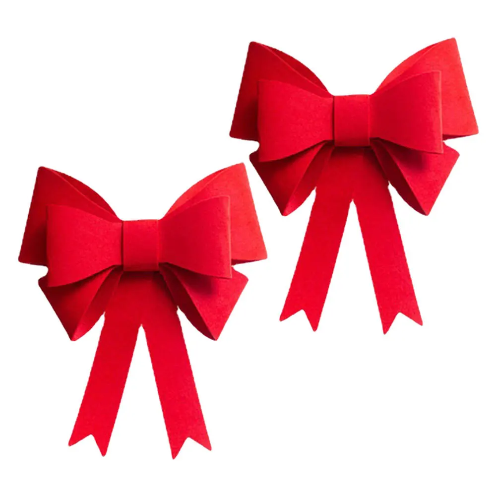 

2Pcs Elegant Red Bow Ties for Christmas Wreaths Tree Topper Large Curtain Tiebacks Wedding Home Decor Accents Giant Car Bow
