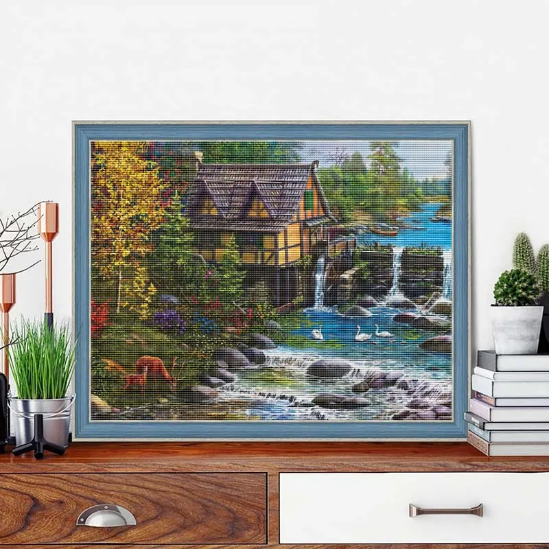 New Arrivals Diamond Paintings Village Landscape Full Rhinestones Ravine Stream Scenic Arts And Crafts Supplies Adults Gifts