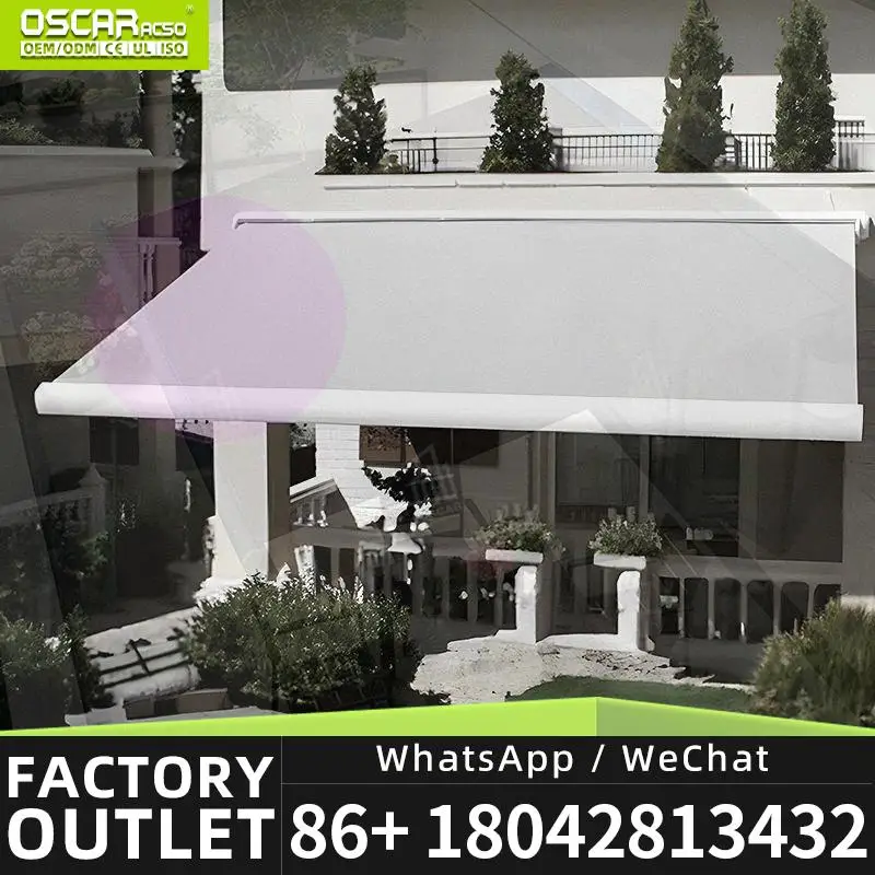 Retractable Full Cassette Patio & Outdoor Sunshade for Backyard Aluminum Awning Retractable Awning