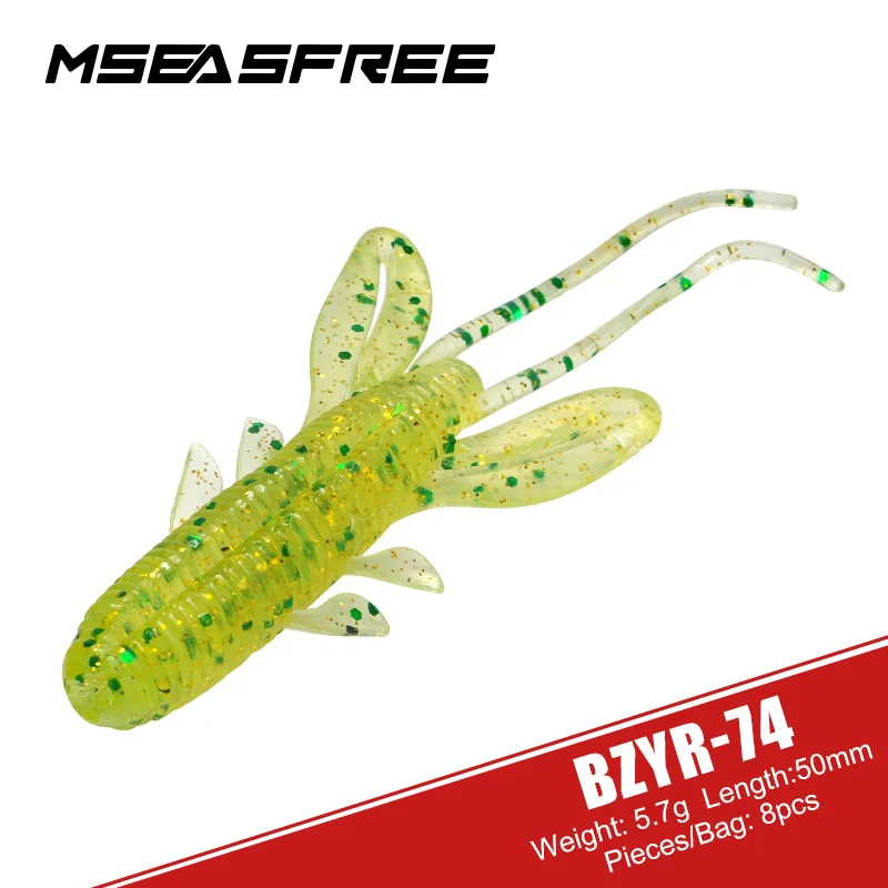 MSEASFREE-Silicone Fishing Lures, Shrimp Soft Baits, Wobblers for Bass, Pike, Swimbait, Jigging Baits, Worms, 5.7g, 8Pcs/Pack