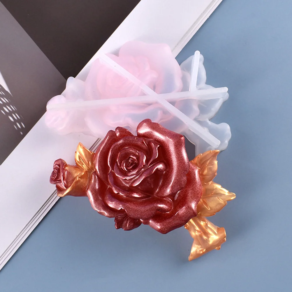 1 قطعة قالب السيليكون الوردي لتقوم بها بنفسك قالب راتنجات الايبوكسي صينية الصب الإبداعية للحلي زهرة الورد الزخرفية قالب ذاتي الصنع