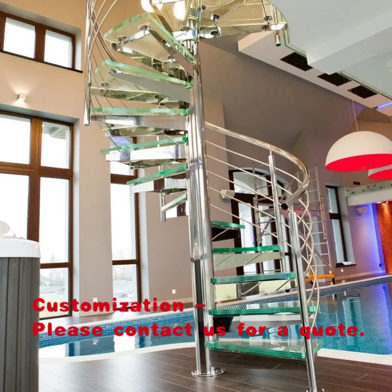 

Люксовая стеклянная лестница custom.DB с ступенями и перилами из нержавеющей стали для элитных жилых комплексов и коммерческих помещений