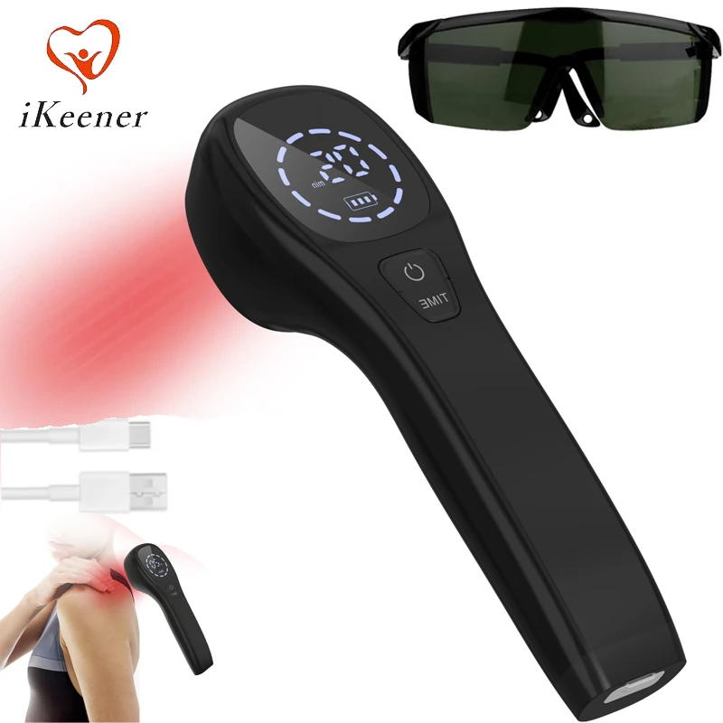 Laser Therapy Device 2*808nm 12*650nm Beads Laser Red Light Portable Rechargeable for Body Muscle Pain Relief Relaxing