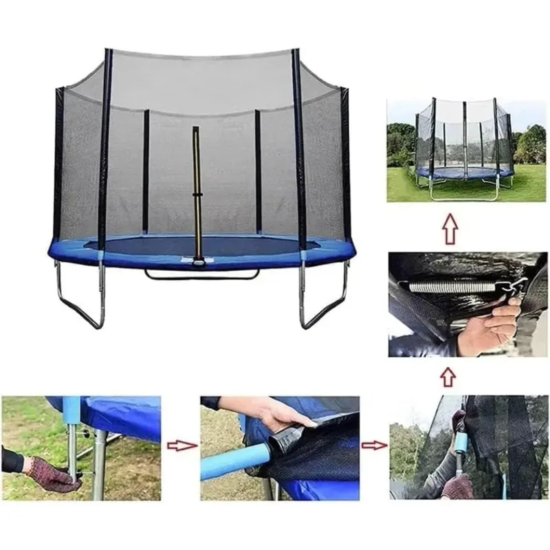 

Kids Trampoline With Safety Enclosure Outdoor Elastic Jumping Mat Soft Edge For Recreational Play