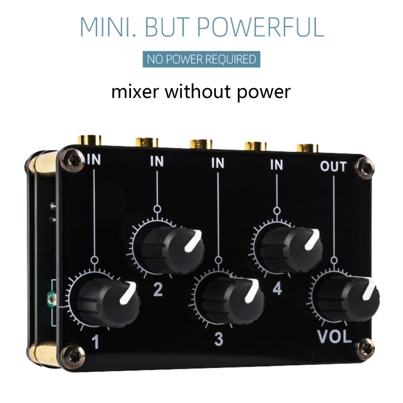 

Mini 4 Channel Stereo Line Mixer 4in1out for Live Studio Recording Low Noise Small & Sophisticated Passive Mixer