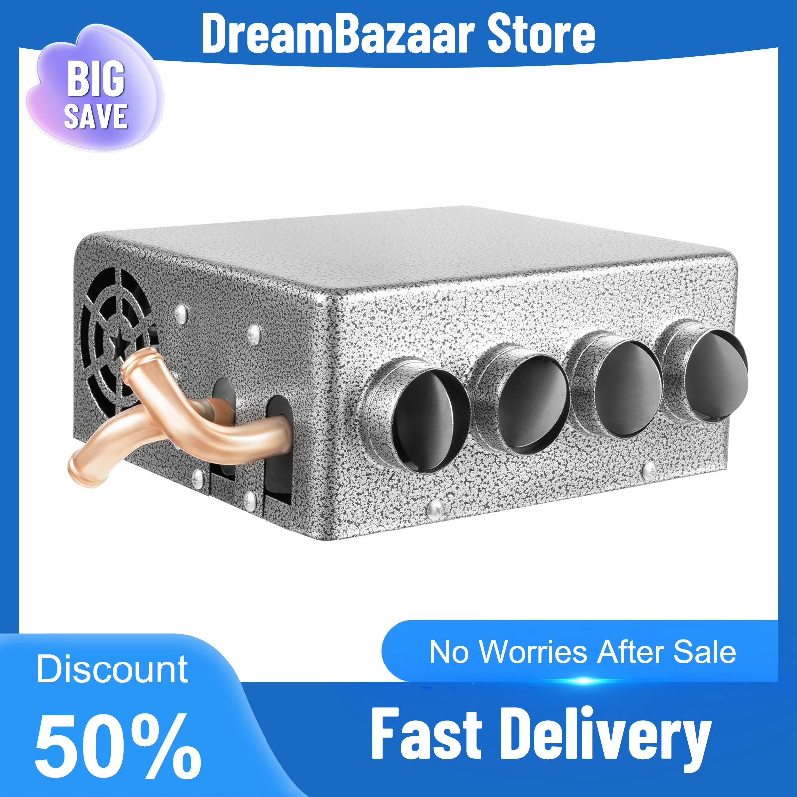 

12V 4-Way Heater Car Seat Heater Powerful Air Warmer Dual Turbo Fan Rapid Heat Dissipation for Vehicle Cabin Defroster Heating