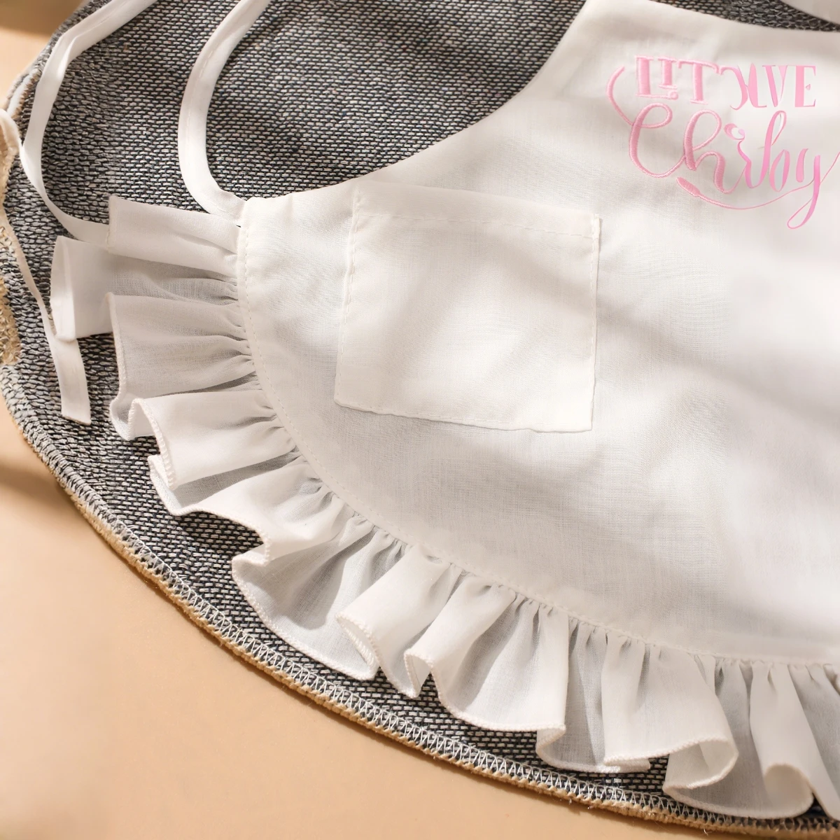 Ylsteed 2Pcs Set Newborn Girl Chef Pocket Apron for Photo Shooting Cute Little Chef Embroidery Baby Photography Outfits