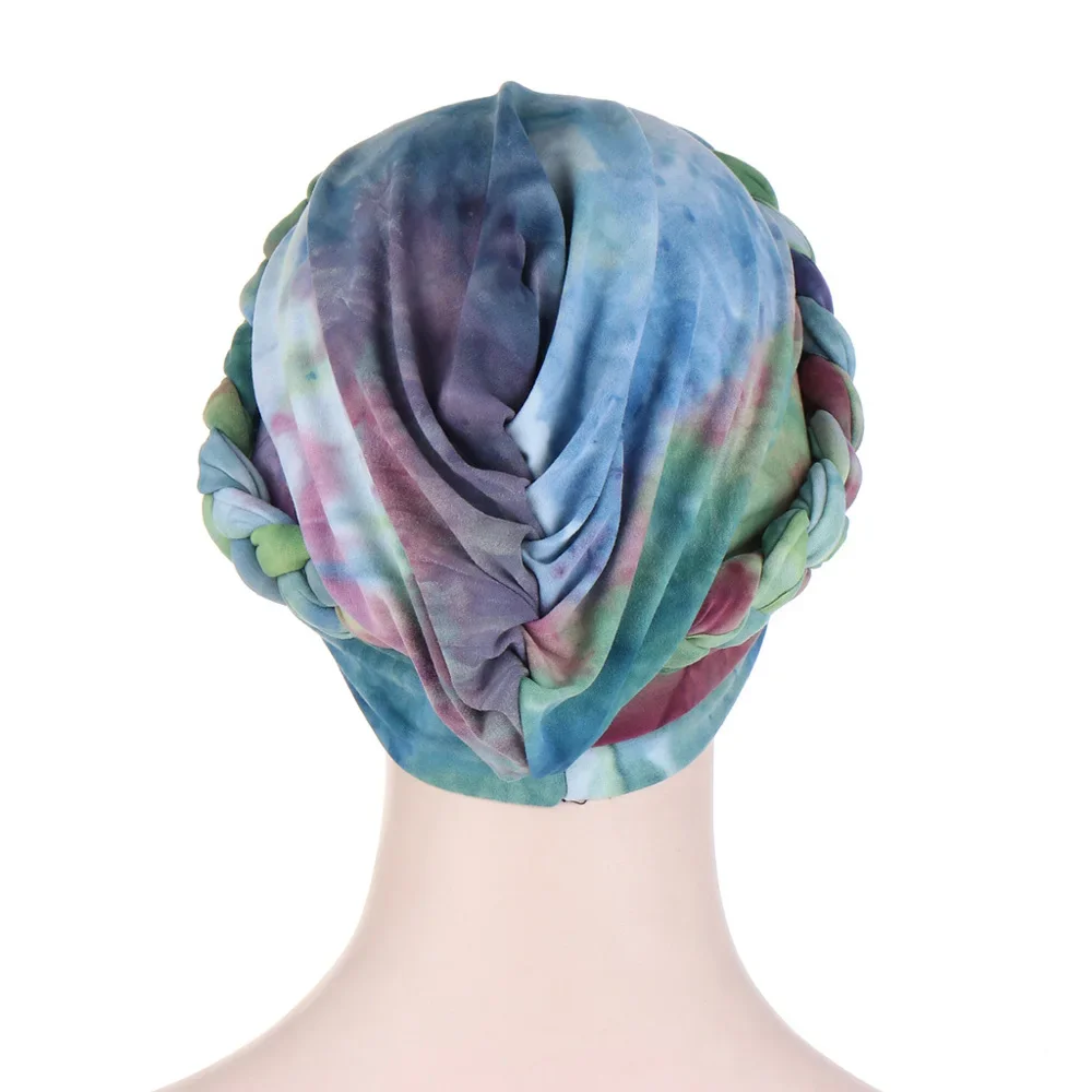 อินเดียพิมพ์ Turban หมวกผู้หญิงมุสลิม Hijab Chemo หมวก Braid Headscarf หมวก Bonnet Canner อิสลาม Headwear Wrap ผมร่วงฝาครอบ