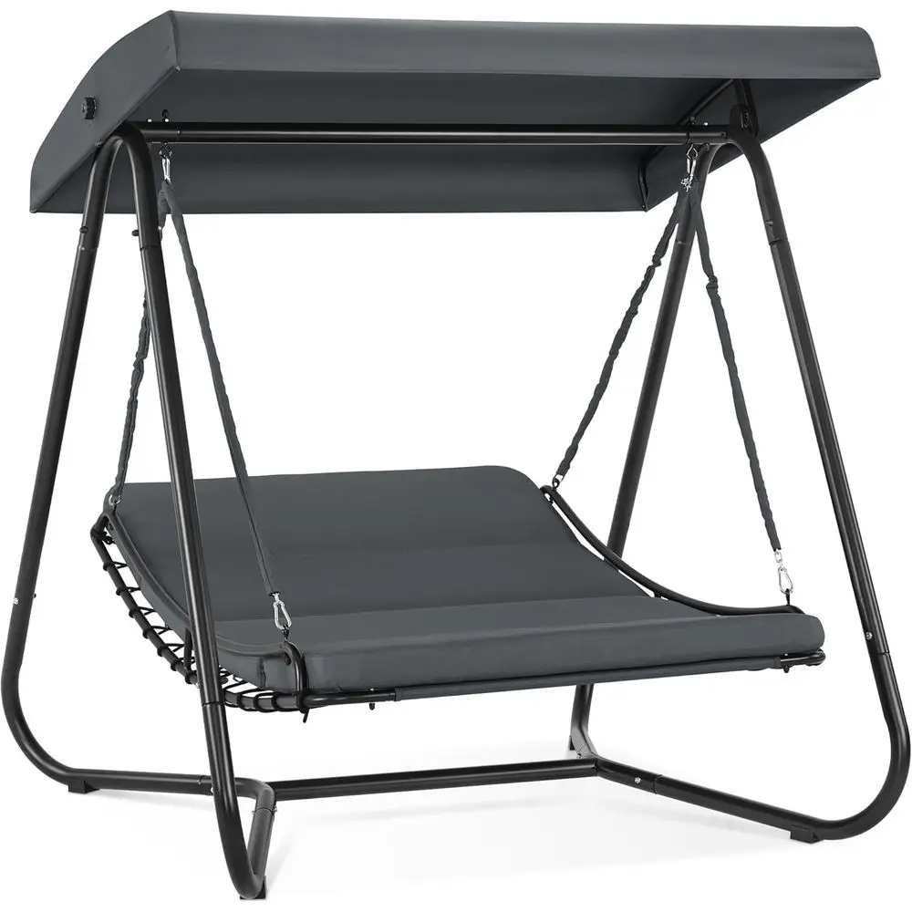 

2-Person Hammock Swing Chair with Recliner, Adjustable Outdoor Lounger for Beach or Garden, Thick Cushions, Model SW466