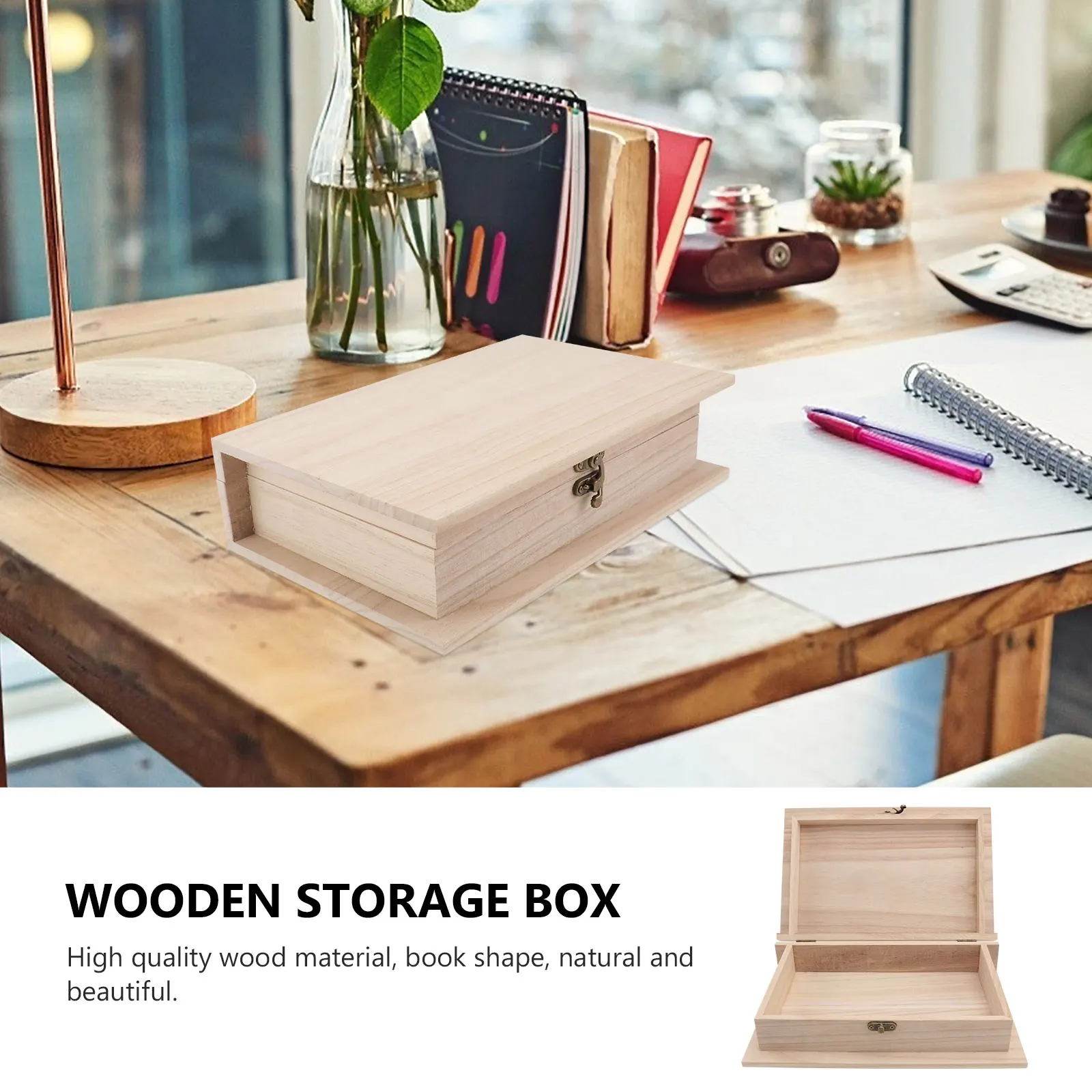 

1Pcs Wooden File Box Practical Desktop Storage Box for Home Office Study Room Document Organizer Magazine Paper Storage