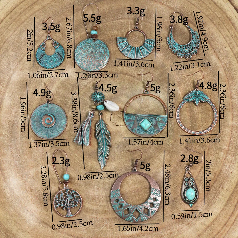 Vintage Ethnic Style Dangle Earrings for Women Bohemian Unique Leaf Tassel Round Water Drop Earring Female Jewelry Brincos