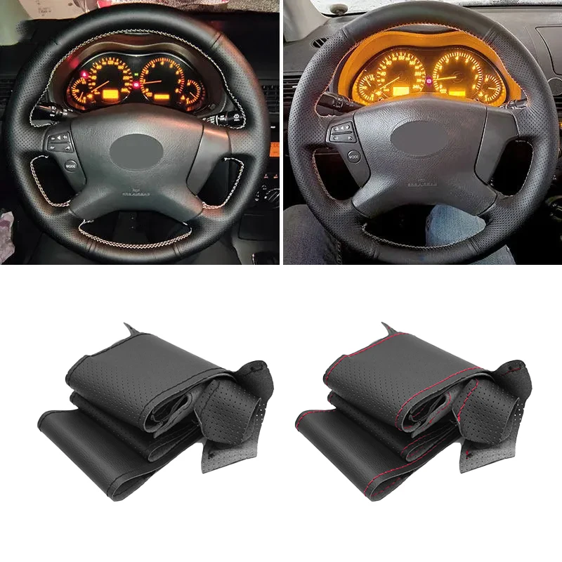 Braids on Car Steering Wheel For Toyota Avensis 2003 2004 2005 2006 2007 Perforated Microfiber Leather Cover Trim Accessories