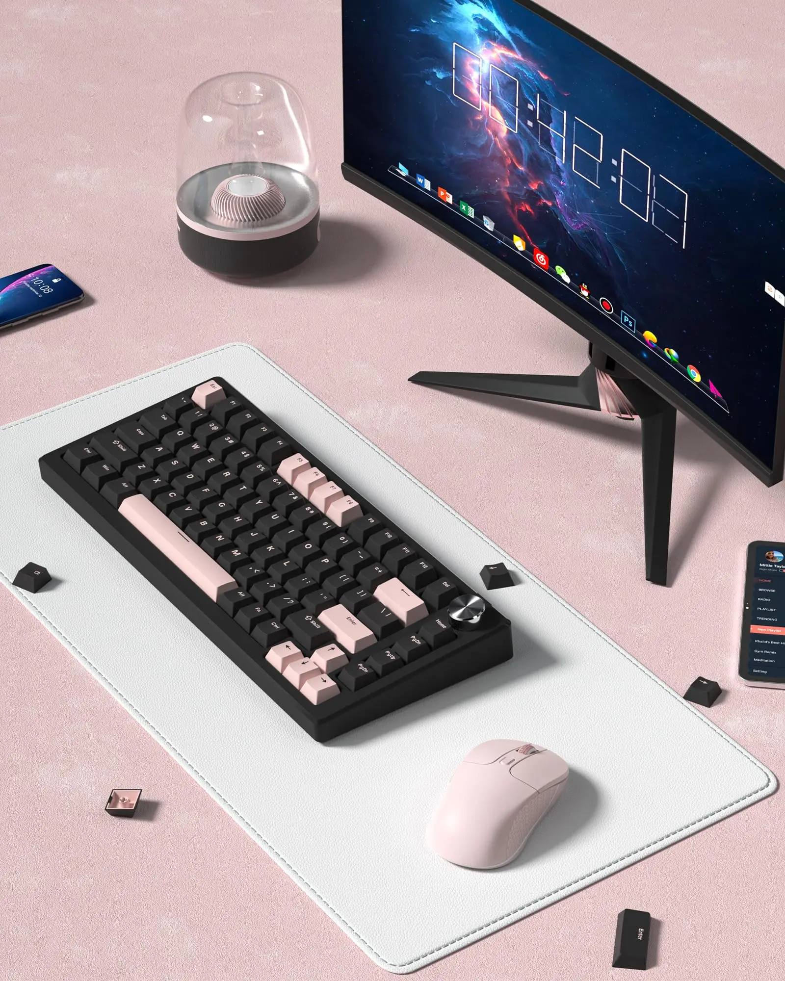 Keyboard 138 tombol Retro Keycap profil Cherry, HITAM Pink Double Shot PBT Keycap untuk Cherry Gateron MX switch Keyboard Gaming