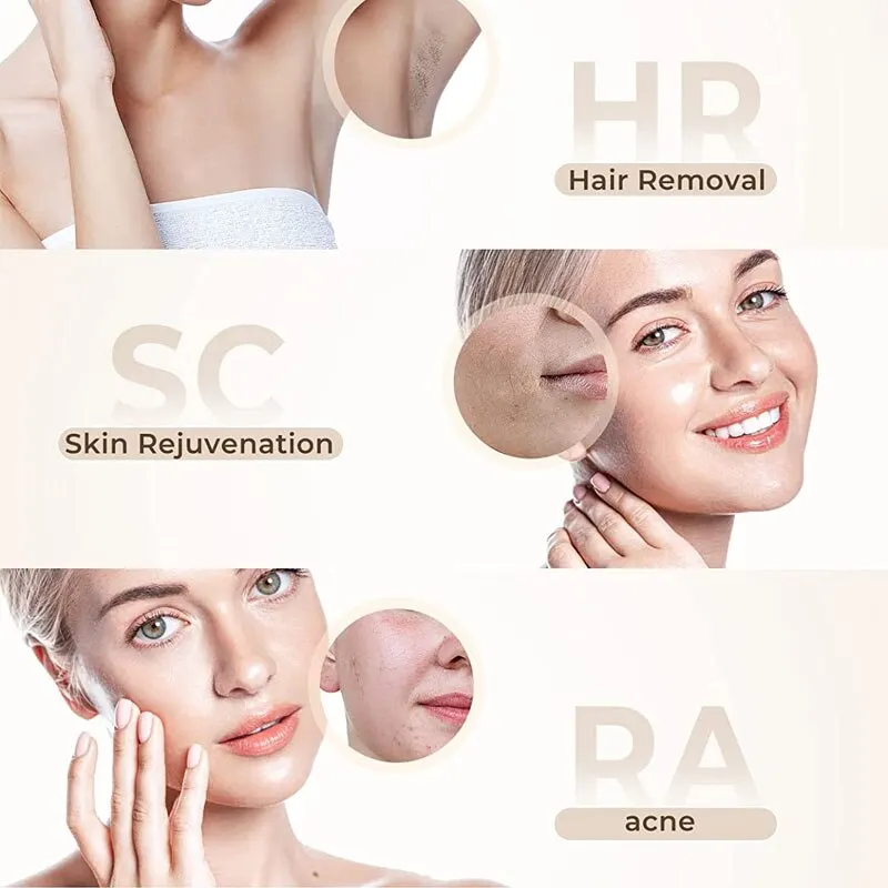 جهاز إزالة حب الشباب جهاز إزالة الشعر بوضعيات مزدوجة مزيل شعر مضاد لحب الشباب 3 في 1 للنساء والرجال