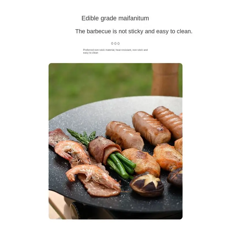 

Сковорода-гриль для кемпинга maiABIY 38 см, корейская тарелка для барбекю, сковорода для жарки мяса, сковорода для гриля, сковорода для жарки