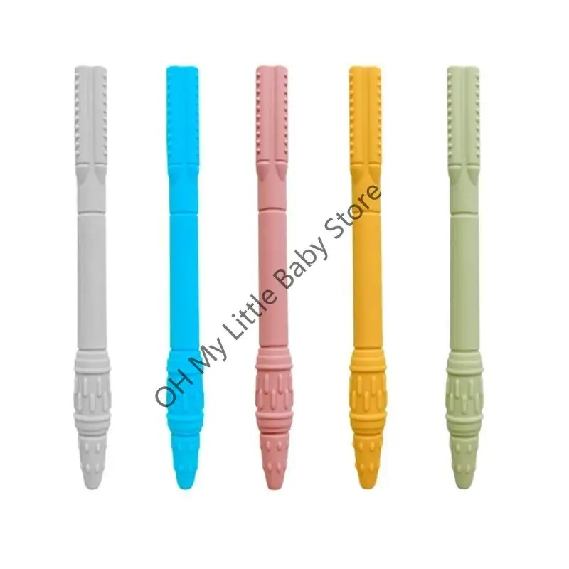 

M76C игрушка для прорезывания зубов для маленьких детей, мягкие силиконовые соломинки для прорезывания зубов, полая трубка для