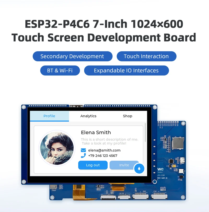 ESP32-P4C6 Development Board 7 Inch IPS 1024*600 Capacitive Touch TFT LCD WiFi 6 BLE 5 32MB PSRAM 16M Flash for Arduino ESP-IDF
