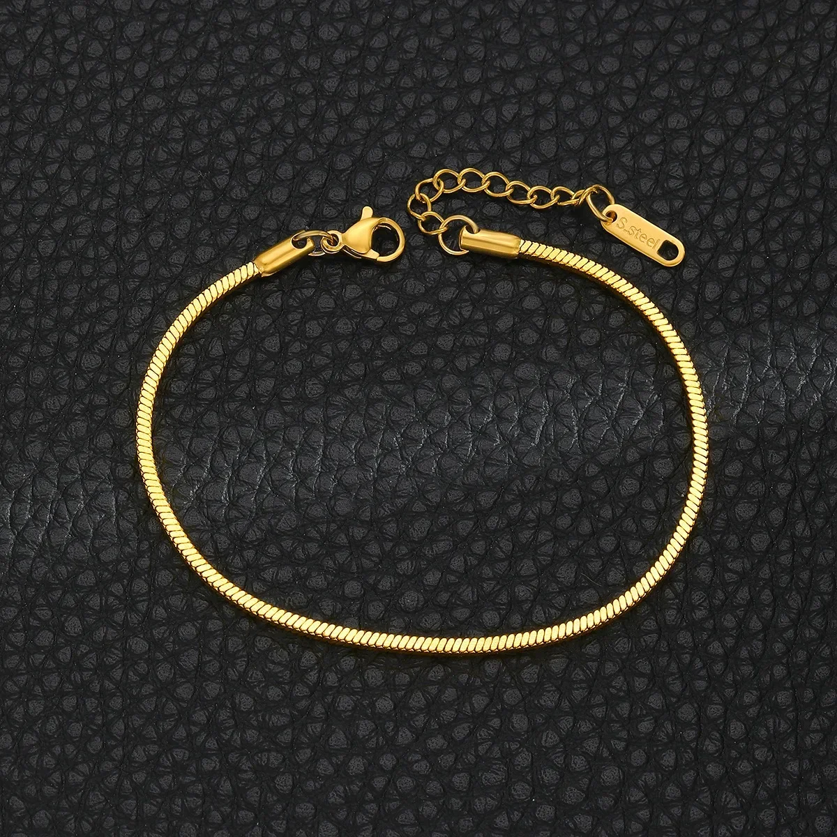 LATS Simple Stainless Steel Square Snake Bone Chain Bracelet for Women Men Hip-Hop Jewelry Trendy Party Accessories Gift