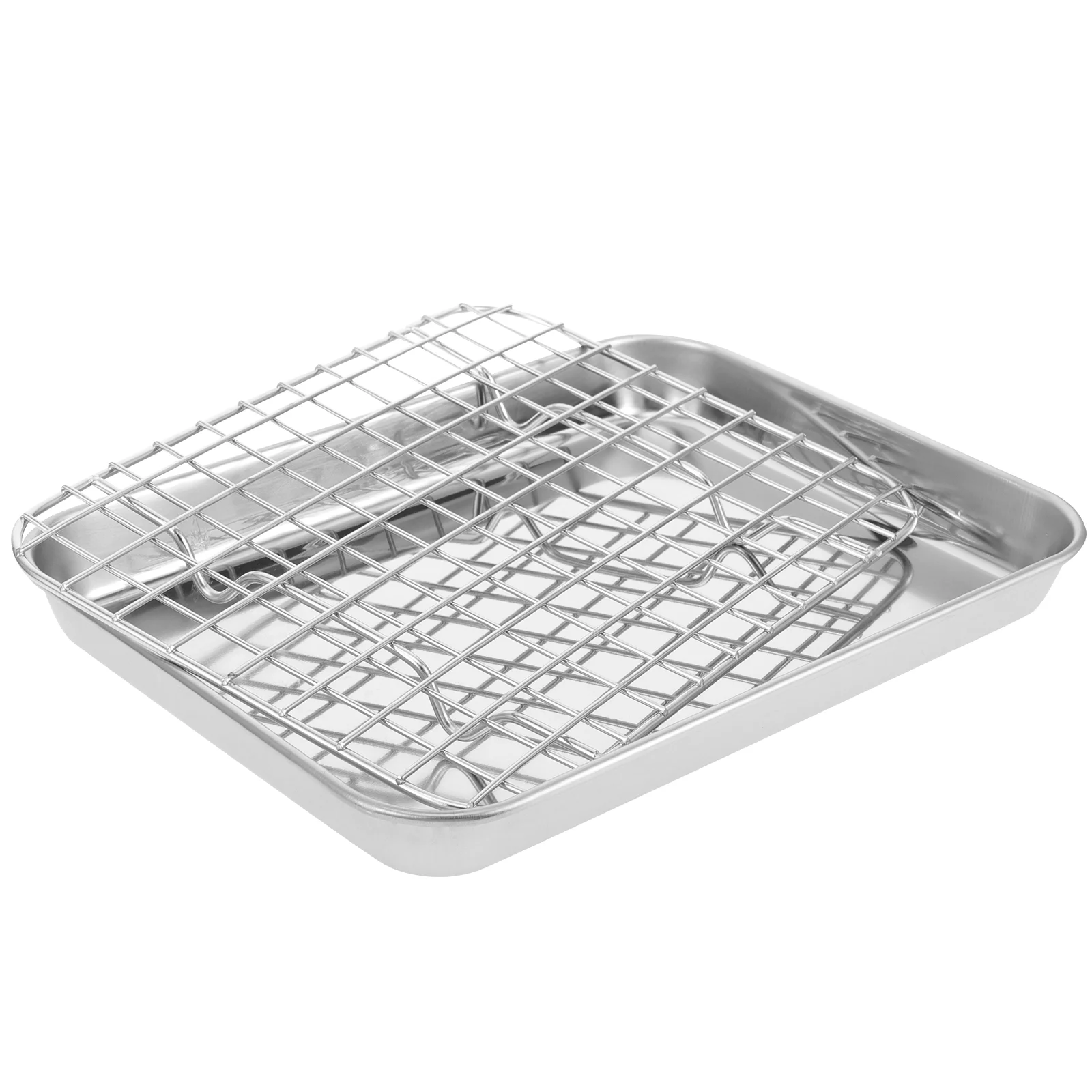 

Baking Tray for Oven with Wire Rack Stainless Steel Toaster above Pizza Grid Pan