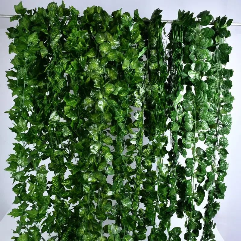 81/90pcs Artificial Plants Green Ivy Leaf Garland Fake Climbing Hanging Vine Outdoor DIY Garden Wall Wedding Party Supplies