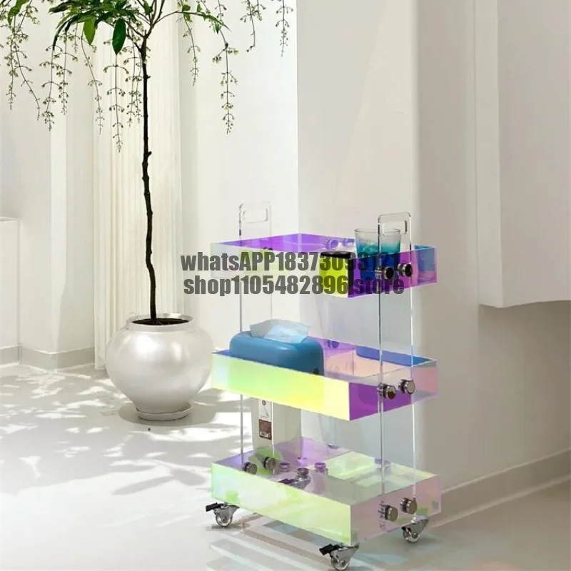 Acrylic trolley removable cosmetics snacks storage rack edge several bedrooms bedside table