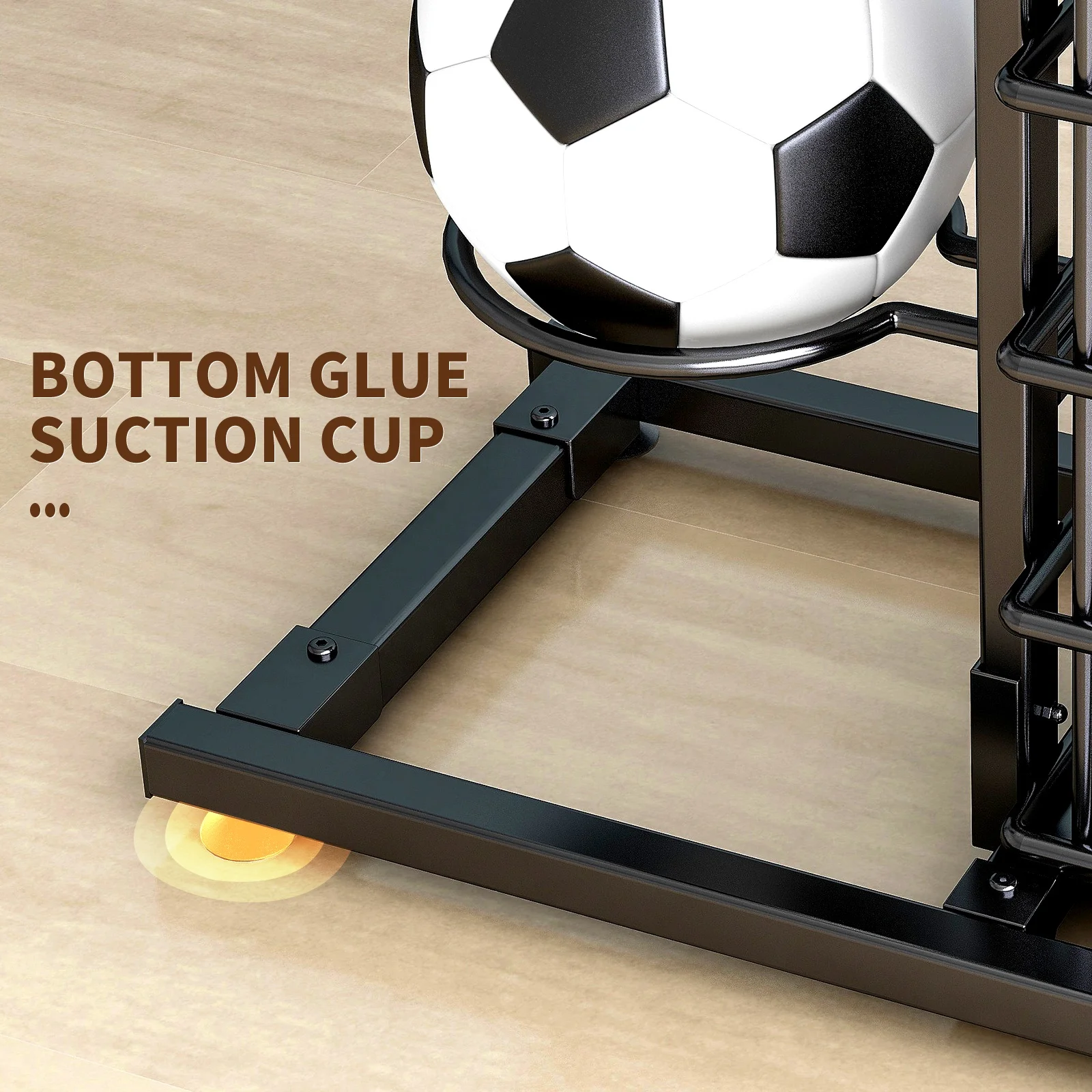 ที่เก็บอุปกรณ์กีฬาในโรงรถ ที่แขวนบาสเก็ตบอล สีดำ ชั้นวางเก็บลูกบอลพร้อมตะกร้า