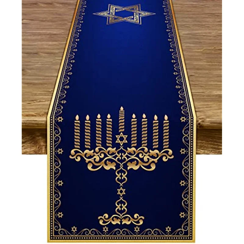 Hanukkah Menorah Table Runners Star of David  Jewish Holiday Fireplace Kitchen Dining Room Home Decor