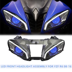 KT Headlight for Yamaha YZF R6 2008-2016 LED Optical Fiber Blue Demon Eye Motorcycle HID Projector Assembly 09 10 11 12 13 14 15