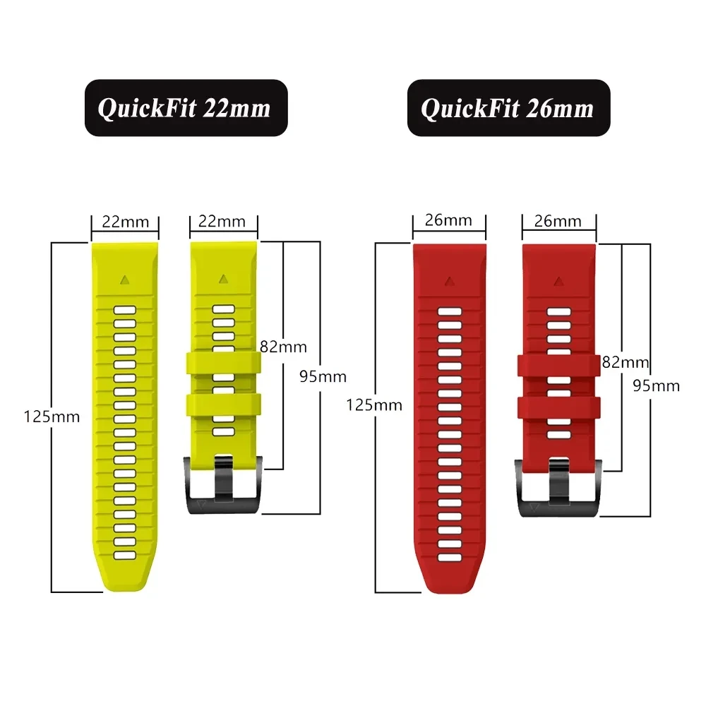 22 26mm QuickFit Silicone strap For Garmin Fenix 8 E 7 7X 6X 6 5XPlus Epix Pro Gen 2 47 51mm/Enduro 3 Instinct 45 50mm Watchband