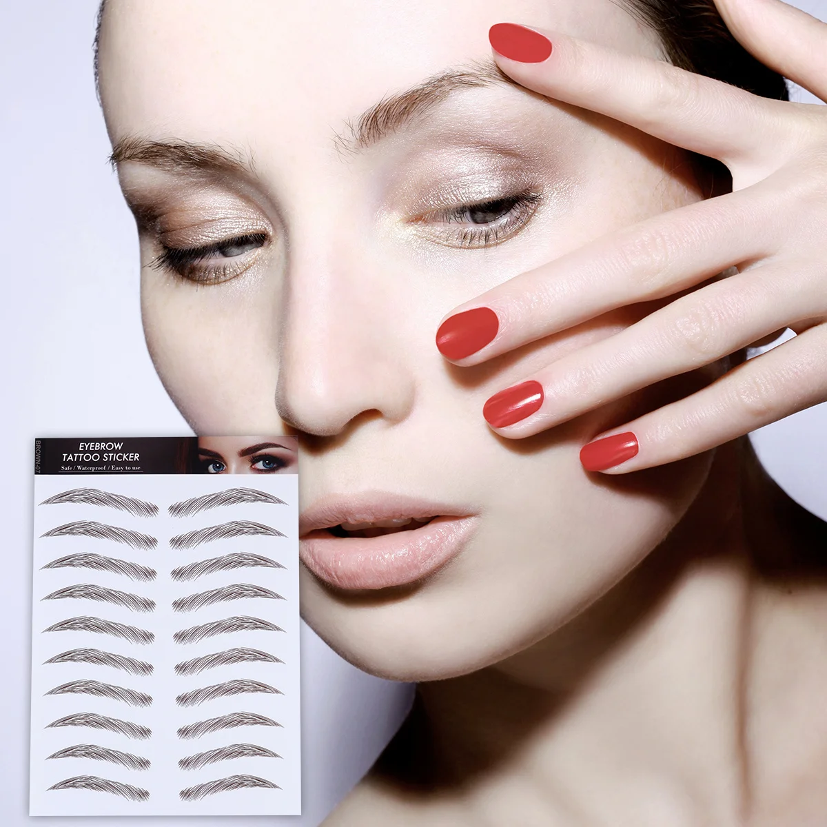 4 pçs sobrancelha tatuagem adesivo à prova dwaterproof água 6d cabelo-como sobrancelhas falsas adesivos reutilizáveis para mulheres rosto forma aliciamento