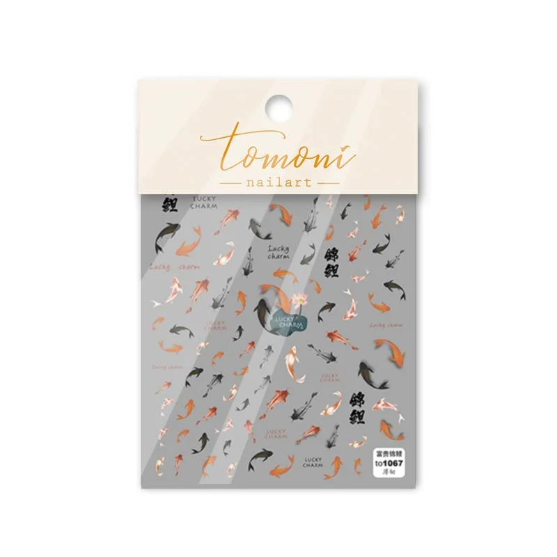 DIY 만화 바다 네일 데칼 도매 다양한 물고기 붉은 잉어 인어 행운의 중국 3D 셀프 접착 네일 아트 스티커 귀여운