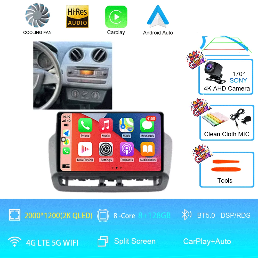 For Seat Ibiza 2012-2015 Android 16 QLED Touch Screen Auto 12G+256G Radio Car Multimedia Video Player 5G WIFI BT GPS Navigation image 3