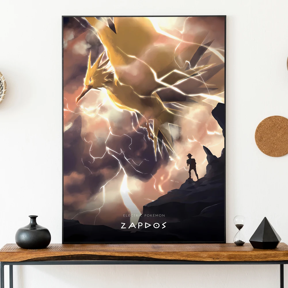 Pokemon Plakat Mew Canvas Art Malarstwo Pokój dzienny Plakat Prezenty Dziecko Figurki Postać z kreskówki Wystrój sypialni dziecięcej