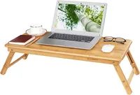 SONGMICS Bamboo Laptop Desk, Foldable Bed Table, for Left-hander, Right-hander, Height Adjustable Sofa Tray, 72 x (21-29) x 35 c