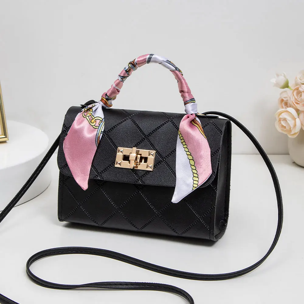 New Fashion and Elegant Clothing Series, Multifunctional Scarf, Embossed Checkered Pattern Small Square Bag, Shoulder-Style Handbag, Women's Handbag