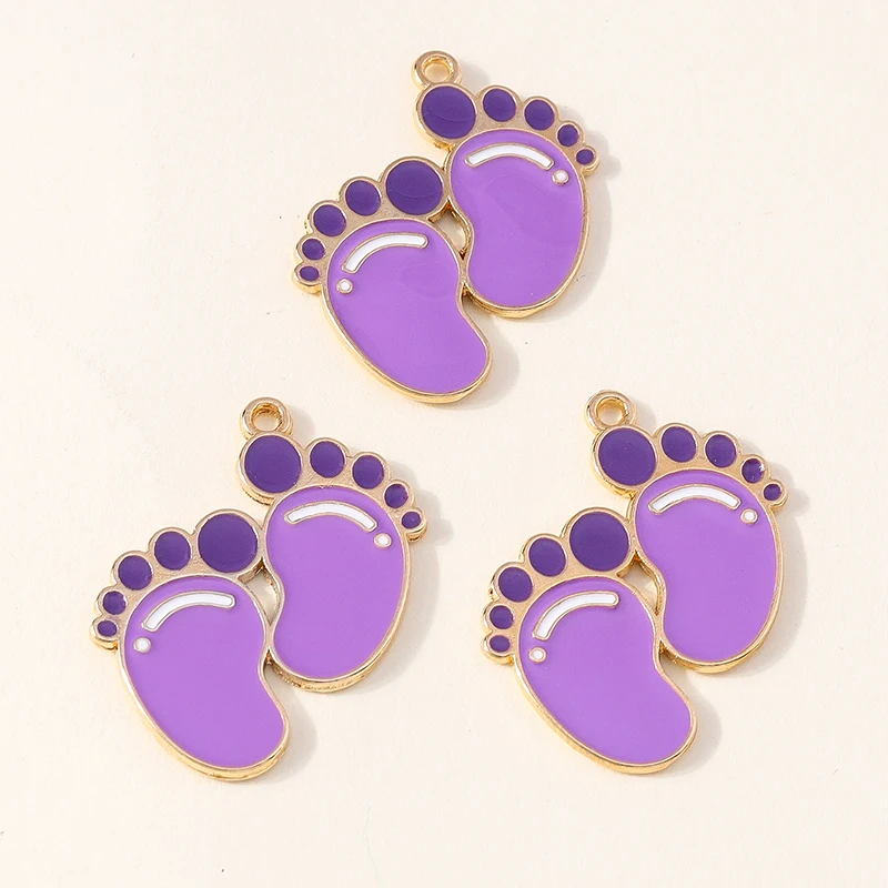 10 stks Nieuwe Voet Emaille Bedels Baby Geboren Voetafdruk Souvenir Hangers Voor Maken DIY Handgemaakte Bevindingen Accessoires Ketting Sieraden