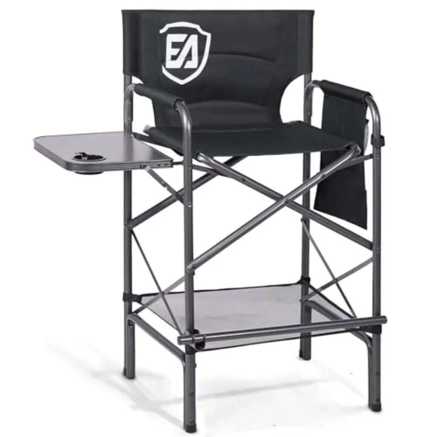 

30.7" Seat Height Directors Chair for Makeup Artist with Side Table Easy Get in Out for Elderly Tall Camping Chair Supports 350