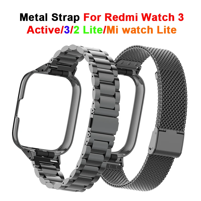 

Stainless Steel Strap For Redmi Watch 3 Active Metal Watch band For redmi watch/3/2 lite/Mi watch lite Replacement Bracelet Belt